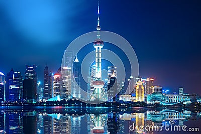 Night shanghai skyline Stock Photo