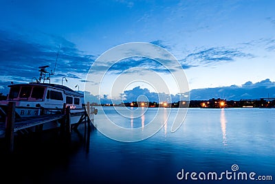 Night shot of Anping fishing port in Taiwan Stock Photo