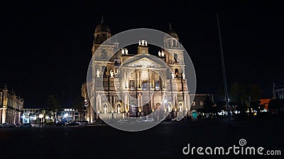 Night shot of the cathedral in Toluca mexico Stock Photo