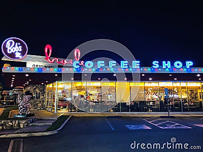 Night shot of a classic diner Editorial Stock Photo