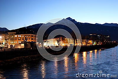 Night shot of Innsbruck Editorial Stock Photo