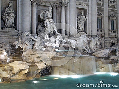 A night shot of the Trevi fountain in Rome, Italy Stock Photo