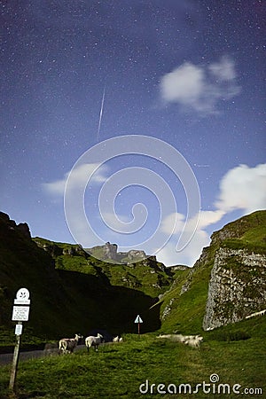 Night Sky in Castleton Stock Photo