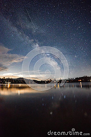 Night Sky Columbine Lake Stock Photo