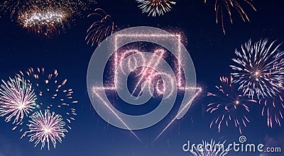 Night sky with fireworks shaped as a discount.series Stock Photo