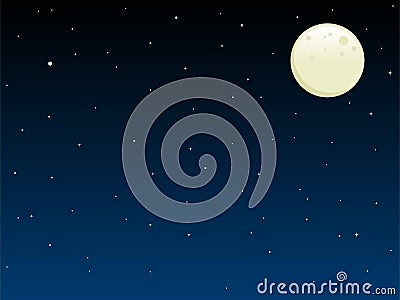 Night sky with full moon Vector Illustration