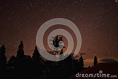 Milky way with a view in Nyepi in Bali Stock Photo
