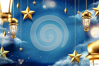 Night sky with star and fanoos Vector Illustration