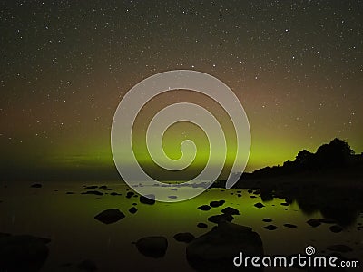 Night sky stars aurora polar lights big dipper constellation observing Stock Photo