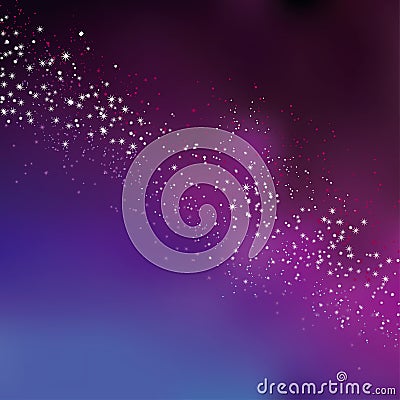 night sky stars concept vector illustration for background. simple stylized abstract cosmos universe backdrop. purple Milky Way Vector Illustration