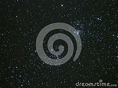 Star field with Double cluster stars in perseus constellation night sky Stock Photo