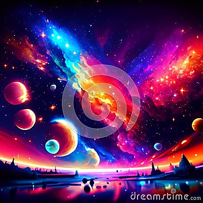 Night sky with stars and planets. Elements of this image furnished by NASA Generative AI Stock Photo