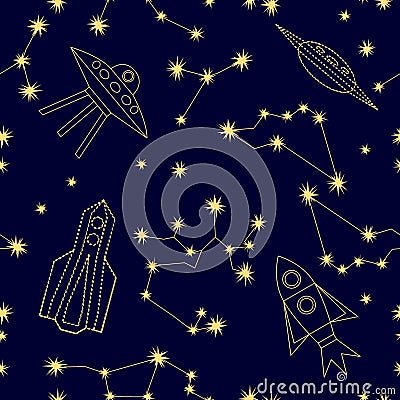 Night sky. Universe background. Vector Illustration