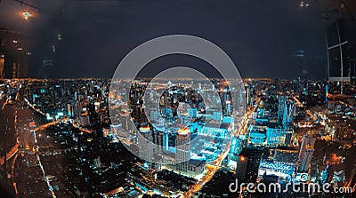 Night skyline of Bangkok from Baiyoke Sky Hotel Stock Photo