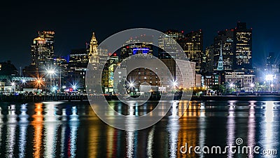 Night skyline of Boston Stock Photo