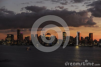 Skyline New Jersey with dark clouds. Stock Photo