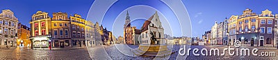 Night Skyline of Poznan Old Market Square in western Poland. Stock Photo