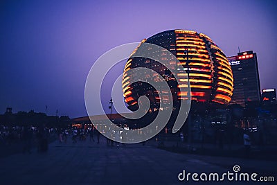 Night skylines in Hangzhou Editorial Stock Photo