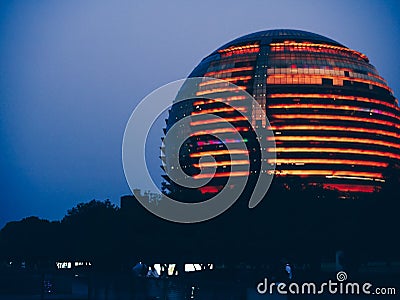 Night skylines in Hangzhou Editorial Stock Photo