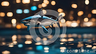 at night Small Fish With Ambitions Of A Big Shark - Business Concept Stock Photo