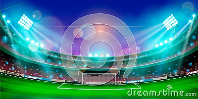 Night sports stadium with lights Vector Illustration