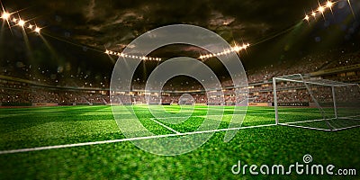 Night stadium arena soccer field Stock Photo