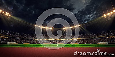 Night stadium arena soccer field Stock Photo