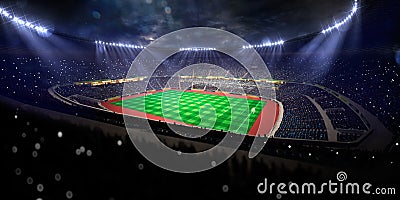 Night stadium arena soccer field Stock Photo