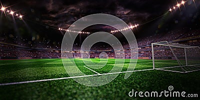 Night stadium arena soccer field Stock Photo