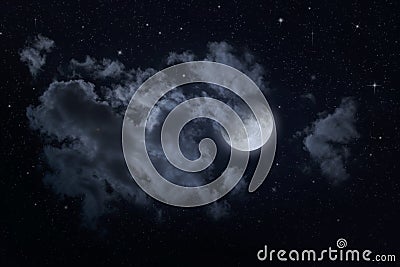 Night starry sky and moon Stock Photo