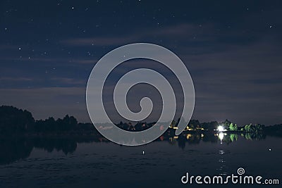 Night starry sky and river Stock Photo