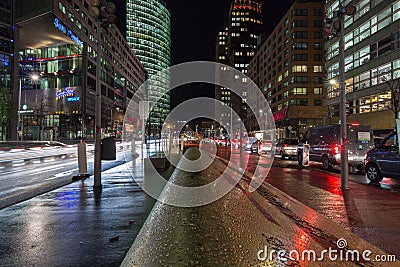 Night Stars Boulevard on Potsdamer Platz in Berlin, Germany Editorial Stock Photo