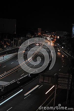 Night street atmosphere in Denpasar Bali Editorial Stock Photo