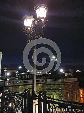 Night, street, lantern, Moscow Stock Photo