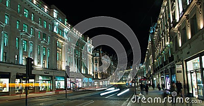 A night street in Regent street in London Editorial Stock Photo