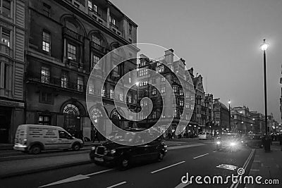 Night street scene, London Editorial Stock Photo