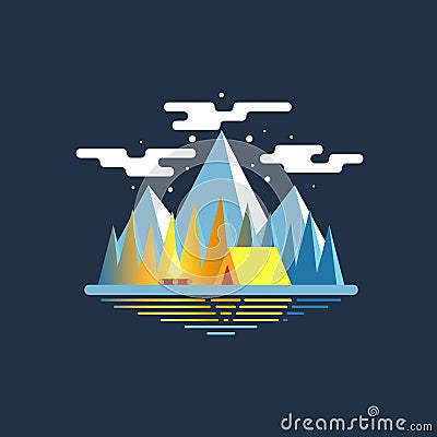 Night summer camp Vector Illustration