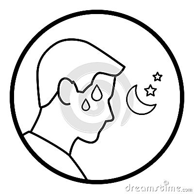 Night sweats isolated medical icon Vector Illustration