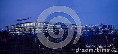 Night Take off at Heathrow airport Editorial Stock Photo