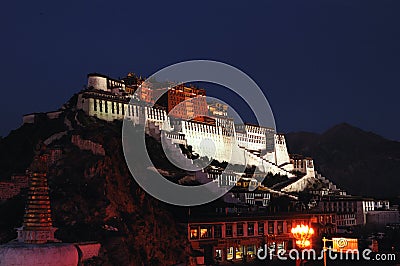 Night of Tibet Potala Palace Editorial Stock Photo