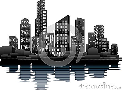 Night time city Vector Illustration