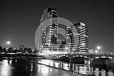 Night time in Grand Rapids Michigan Stock Photo