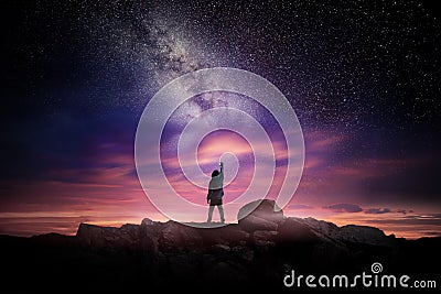 Night Landscape And Milky Way Stock Photo