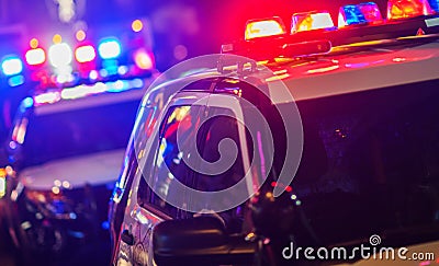 Night Time Police Intervention Stock Photo