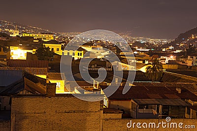 Night Time Quito Ecuador Stock Photo