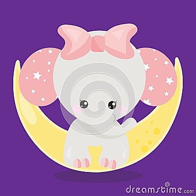 night time sitting moon 06 Vector Illustration