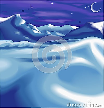 A night time winter scene Vector Illustration