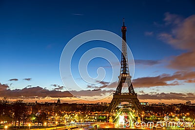 Sunrise over Eiffel tower - Paris Editorial Stock Photo