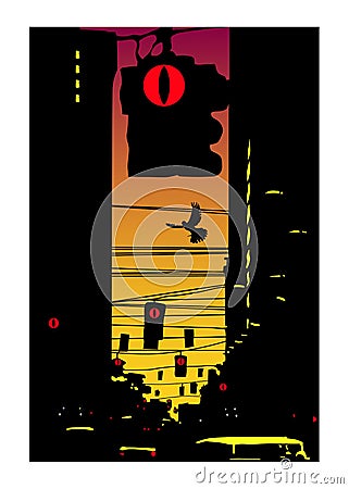 Night_town Vector Illustration