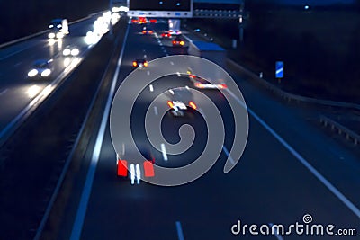 Night traffic on a german highway Stock Photo